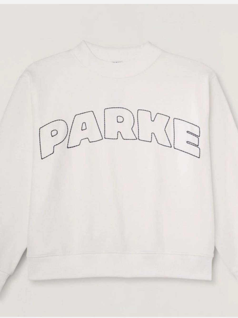 PARKE White Crew Neck Pullover Sweatshirt Women’s L/XL Long Sleeve Solid Logo